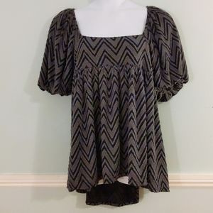 Free People Mini Dress/Tunic Puff Sleeve Black